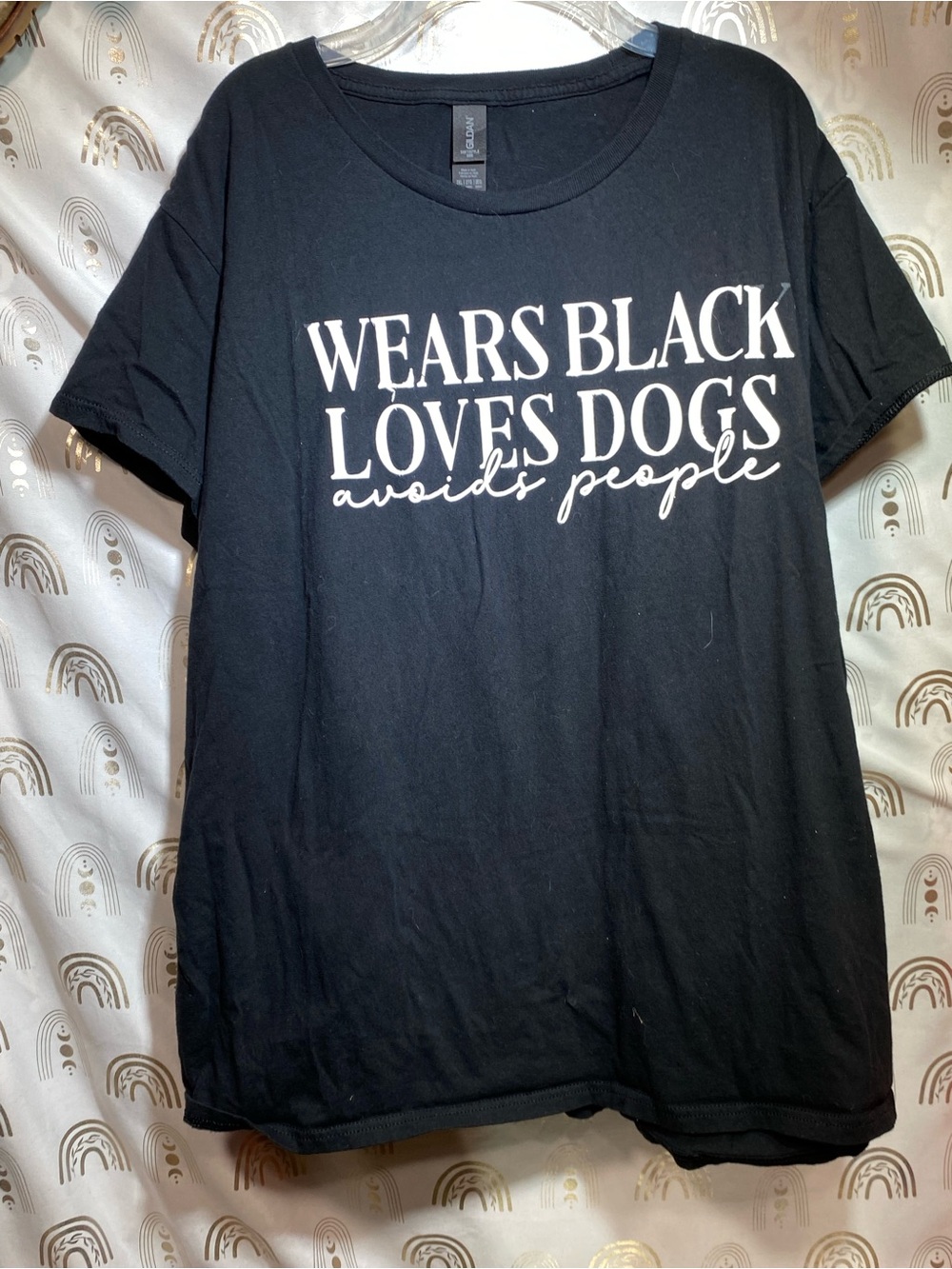 Gildan Black Short-Sleeve Graphic Tee with White Script